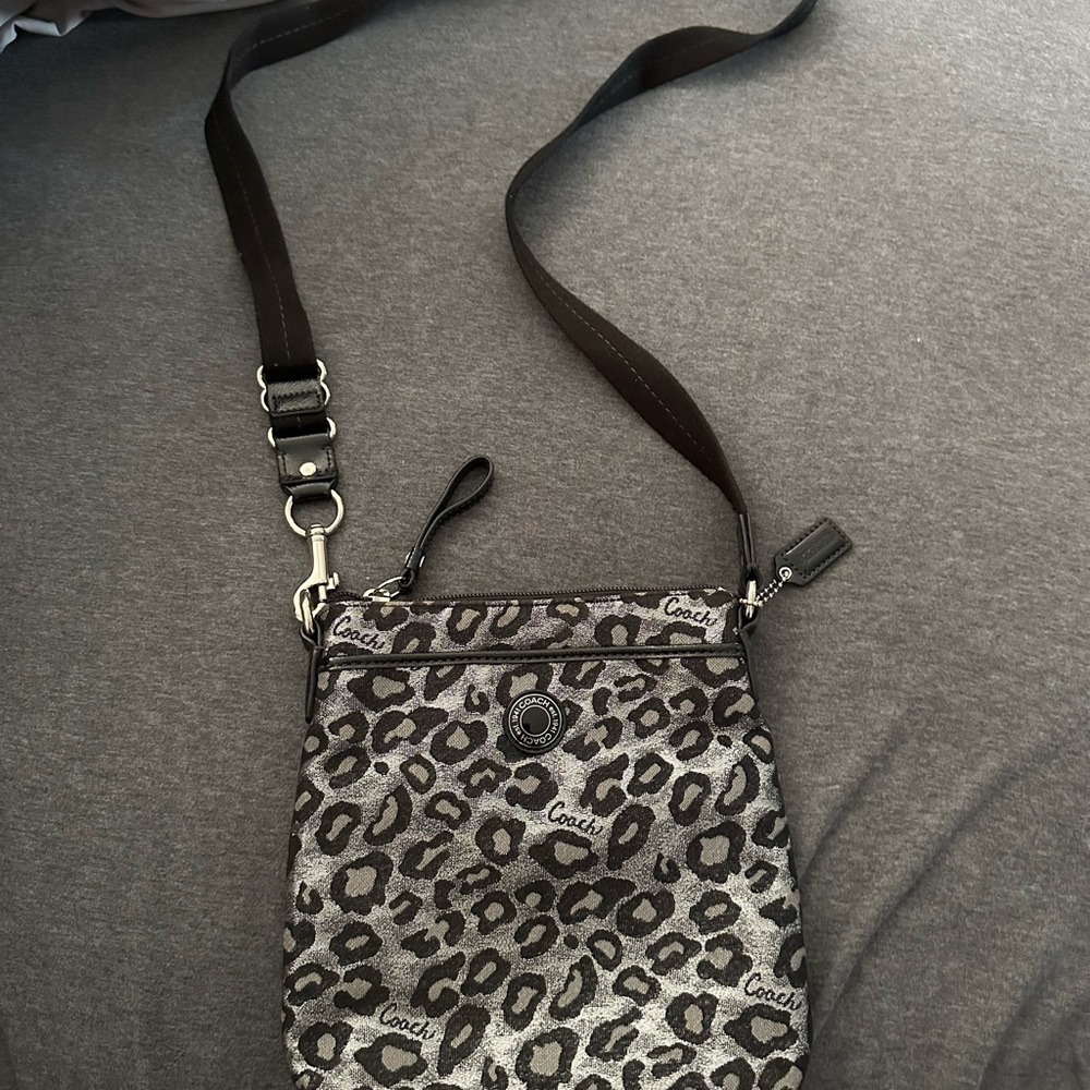Coach Gray Leopard Print Crossbody Bag